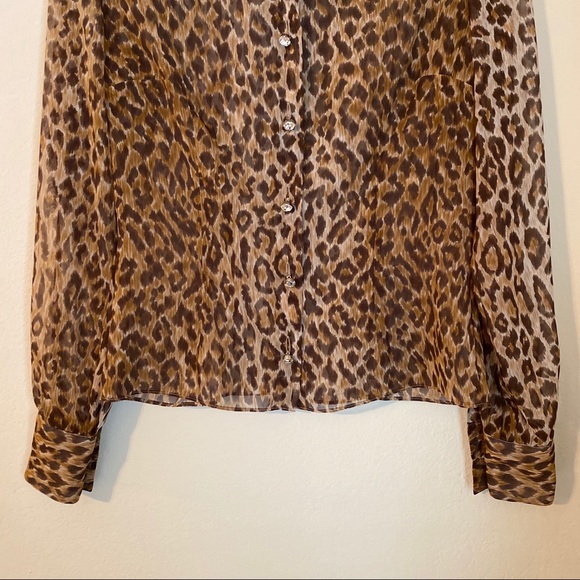 DOLCE & GABBANA leopard print sheer button up top S - Picture 3 of 12